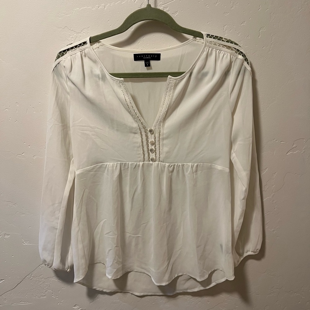 Sanctuary Blouse Buttons Size Small White